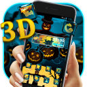 3D Blue Halloween Pumpkin Scarecrow Theme