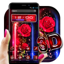 3D Red Rose Glitter Hood Launcher Theme