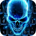 3D Blue Flaming Skull Keyboard
